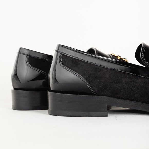 Chanel 22K Black Patent and Suede Crystal-CC Loafers, Size 8.5 - Picture 8 of 11
